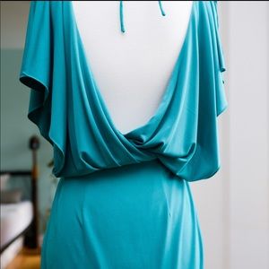 Open Back Jessica Simpson Teal Draped Dress